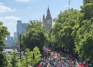 About 600,000 people took part in Saturday's protest against the Israeli genocide in Gaza in London on Saturday on 18 May 2025