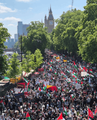 About 600,000 people took part in Saturday's protest against the Israeli genocide in Gaza in London on Saturday on 18 May 2025