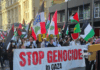A New Zealand protest over Israel's genocide in Gaza in Auckland's Te Komititanga last Saturday
