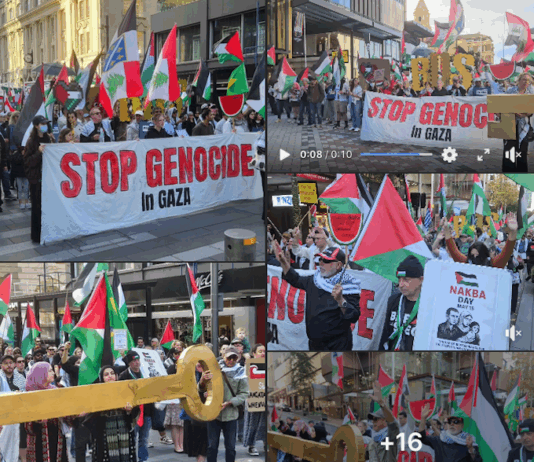 A protest by more than 2000 people in Auckland on Saturday condemned the silence of the New Zealand government