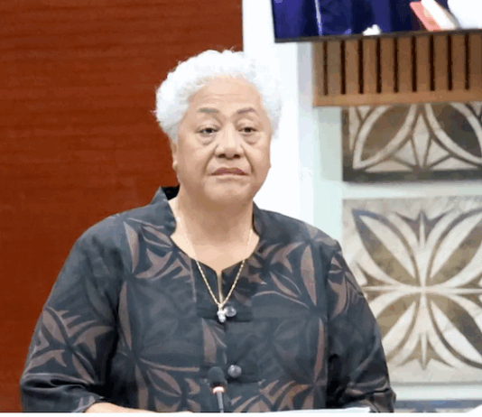 PM Fiame Naomi Mata'afa in Parliament yesterday
