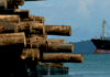 A logging ship, Turubu Bay, East Sepik