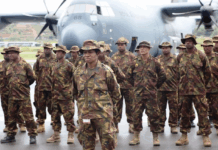 Some of the 100 PNG Defence Force personnel who deployed to Australia to help fight bushfires in January 2020