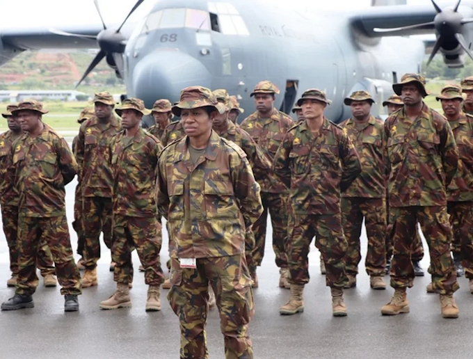 PNG troops RNZ 680wide Some of the 100 PNG Defence Force personnel who deployed to Australia to help fight bushfires in January 2020
