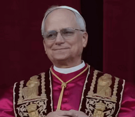 Newly elected Pope Leo XIV appears at the balcony of St Peter’s Basilica at the Vatican