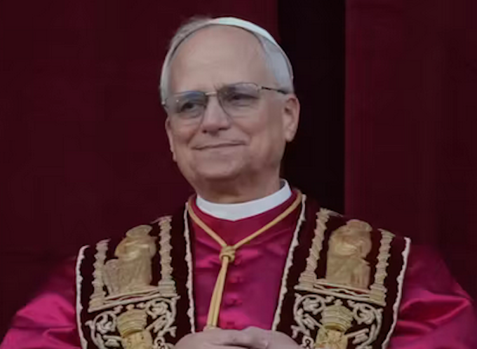 Pope Leo XIV TConv 680wide Newly elected Pope Leo XIV appears at the balcony of St Peter’s Basilica at the Vatican