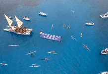 Hundreds of people peacefully rallied at sea to protect the ocean from seabed activities in August 2024