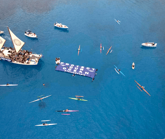 Hundreds of people peacefully rallied at sea to protect the ocean from seabed activities in August 2024