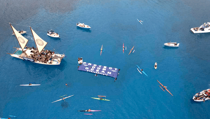 Hundreds of people peacefully rallied at sea to protect the ocean from seabed activities in August 2024