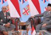 Fiji Prime Minister Sitiveni Rabuka (left) with President Prabowo Subianto at the Merdeka Palace, Jakarta, in April 2025