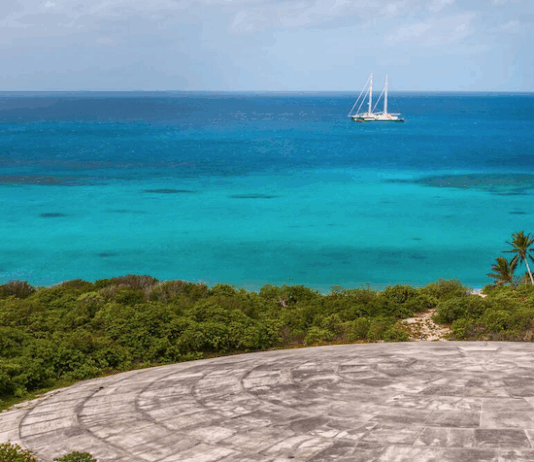Once a tropical paradise thick with coconut palms, Runit Island is capped by a massive concrete structure