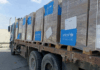 A truck laden with humanitarian aid for Gaza
