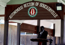 Bougainville President Ishamel Toroama speaking at the launch of the Bougainville Digital Democracy Project earlier this year