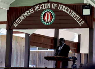 Bougainville President Ishamel Toroama speaking at the launch of the Bougainville Digital Democracy Project earlier this year
