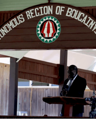 Bougainville President Ishamel Toroama speaking at the launch of the Bougainville Digital Democracy Project earlier this year