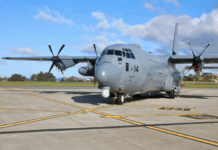 A C-130J Hercules at Whenuapai RNZAF base