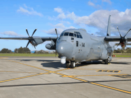 A C-130J Hercules at Whenuapai RNZAF base