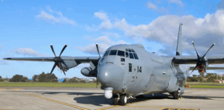 A C-130J Hercules at Whenuapai RNZAF base