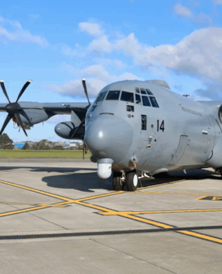 A C-130J Hercules at Whenuapai RNZAF base