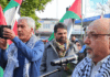 NZ Palestinian advocate Dr Adnan Ali (right) speaking at yesterday's Henderson peace rally