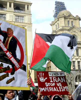 A pro-Iranian protest in Auckland, Aotearoa New Zealand, yesterday
