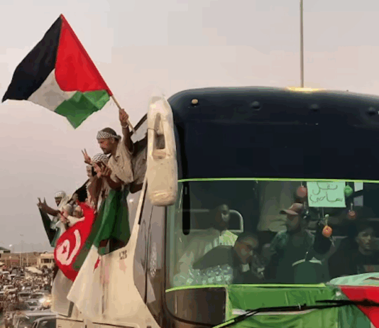 Protesters from the Maghreb taking part in the Land March to Gaza in an attempt to break Israel's siege of the Gaza Strip