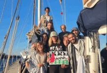 Nine of the 12 Madleen crew members before they were kidnapped by the Israeli military