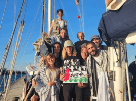 Nine of the 12 Madleen crew members before they were kidnapped by the Israeli military