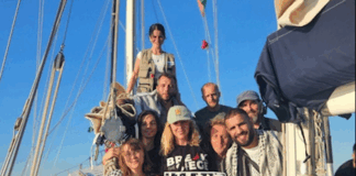 Nine of the 12 Madleen crew members before they were kidnapped by the Israeli military