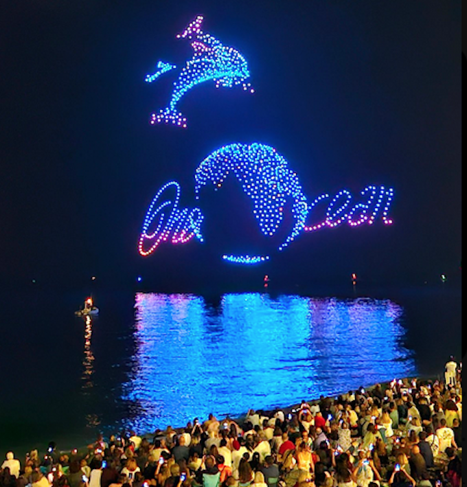 One Ocean UN 680tall Drones light up the night sky in Nice with a