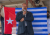 NCD Governor Powes Parkop with a West Papua flag