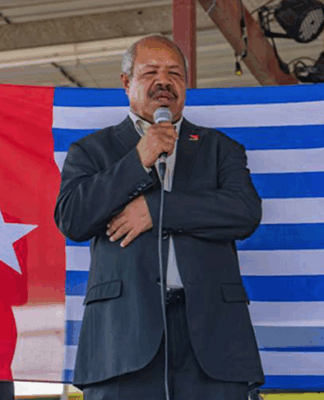 NCD Governor Powes Parkop with a West Papua flag