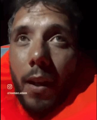 Israeli forces intercept Gaza freedom aid boat Madleen – cut communications Brazilian activist Thiago Avila wearing a life jacket