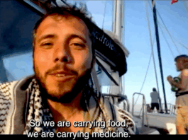 Gaza Freedom Flotilla peace activist Thiago Ávila in an interview with journalist Abby Martin before being kidnapped by Israeli forces