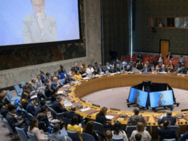 The UN Security Council in emergency session yesterday discussing the US strikes on Iran's nuclear facilities