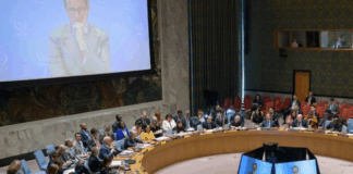 The UN Security Council in emergency session yesterday discussing the US strikes on Iran's nuclear facilities