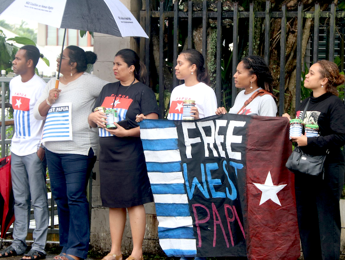 West Papua demo in Suva WBBR 680wide Fiji protesters in support of a
