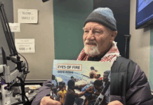 "Hot off the press" . . . David Robie talks Eyes of Fire just after receiving the first copy of his book marking 40 years since the bombing of the Rainbow Warrior on 10 July 1985