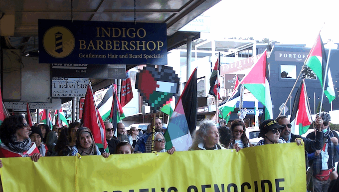 Protesters against Israel's genocide in Gaza and attacks on the occupied West Bank take to the streets in Devonport last weekend