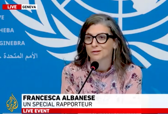 Francisca Albanese AJ 680wide UN Special Rapporteur on the Occupied Palestinian Territory Francesca Albanese