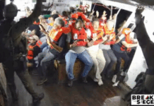 The Handala crew in emergency positions as the Israeli military stormed the Gaza-bound aid ship