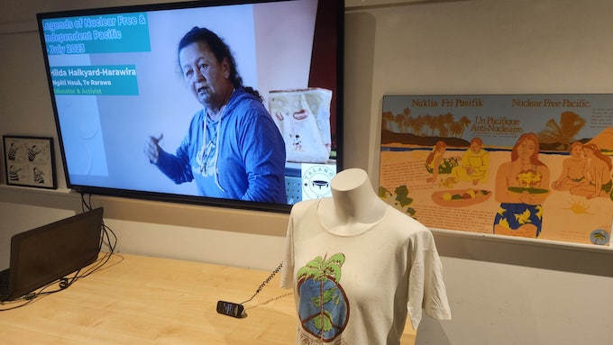 NFIP activist Hilda Halkyard-Harawira (Ngāti Haua featured in one of the storytelling videos at the nuclear-free Pacific exhibition