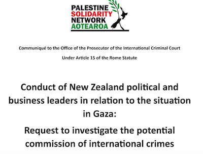 The ICC referral document from PSNA on 3 July 2025