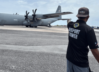 The first-ever US military flight carrying 18 Marshall Islanders deported from the United States by the US Immigration and Customs Enforcement arrives at Majuro