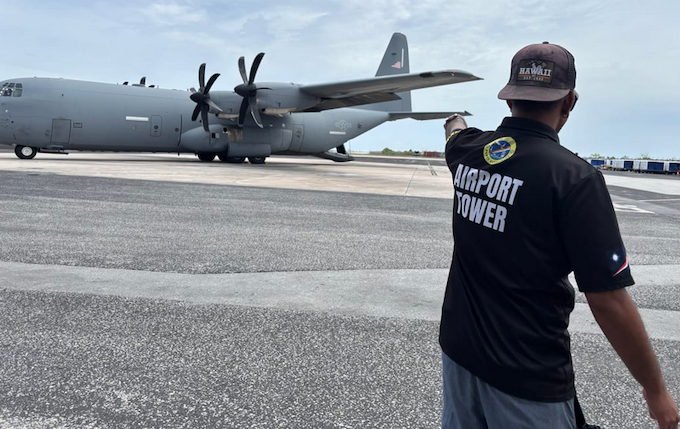 ICE military flight RNZ 680wide The first-ever US military flight carrying 18 Marshall Islanders deported from the United States by the US Immigration and Customs Enforcement arrives at Majuro