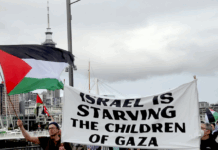 Auckland protesters condemn Israel's systematic starvation tactics in the besieged Gaza enclave in a march in the Viaduct