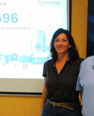 New Caledonia Census Chef de Mission Jean Philippe Grouthier (right) at the French national statistical institute INSEE