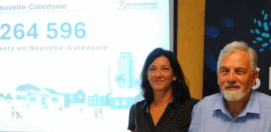 New Caledonia Census Chef de Mission Jean Philippe Grouthier (right) at the French national statistical institute INSEE