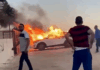 Zionist settllers attack Palestinian homes and cars at the village of Kafr Malik, northeast of Ramallah, in the occupied West Bank