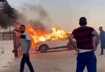 Zionist settllers attack Palestinian homes and cars at the village of Kafr Malik, northeast of Ramallah, in the occupied West Bank